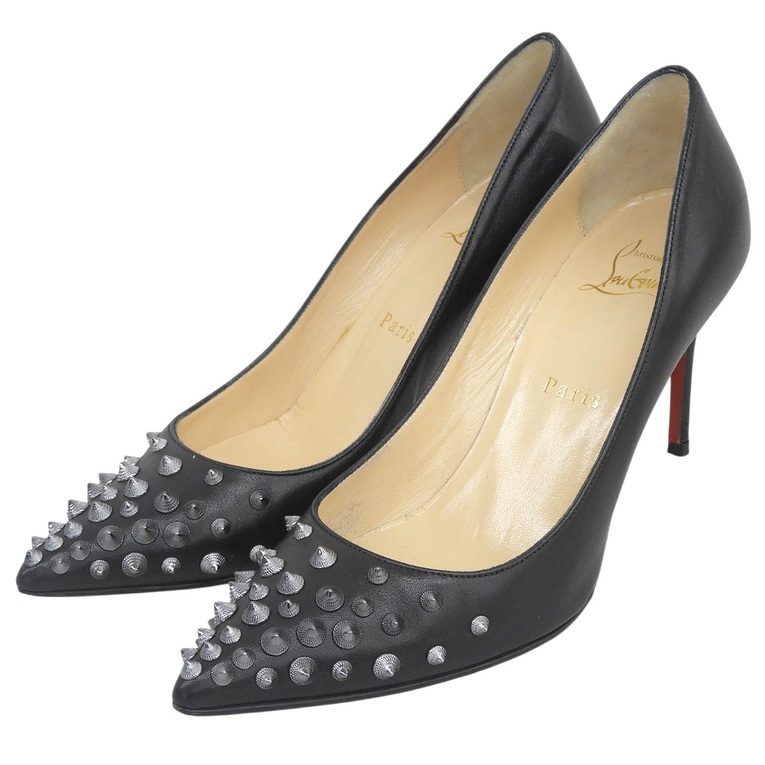 Great Christian Louboutin pumps SPIKY SHELL With studs black leather Women 36.5