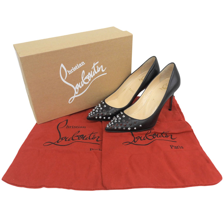 Great Christian Louboutin pumps SPIKY SHELL With studs black leather Women 36.5
