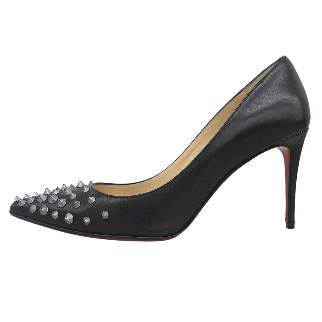Great Christian Louboutin pumps SPIKY SHELL With studs black leather Women 36.5