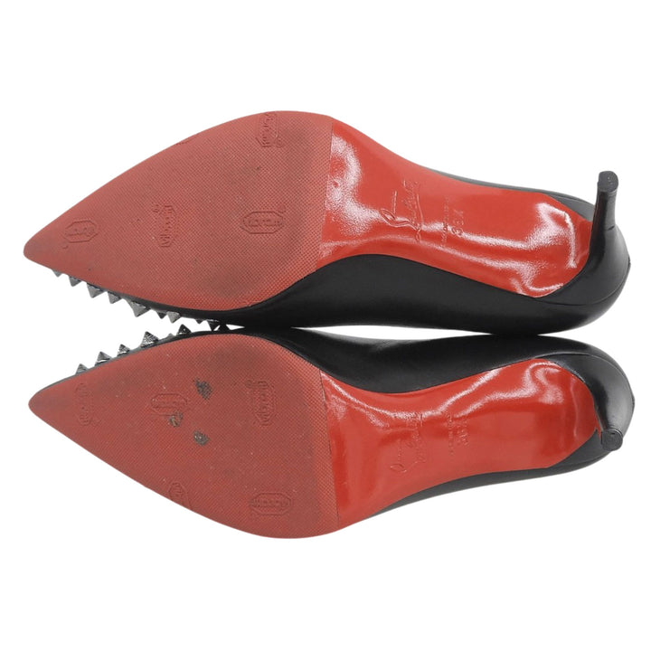 Great Christian Louboutin pumps SPIKY SHELL With studs black leather Women 36.5