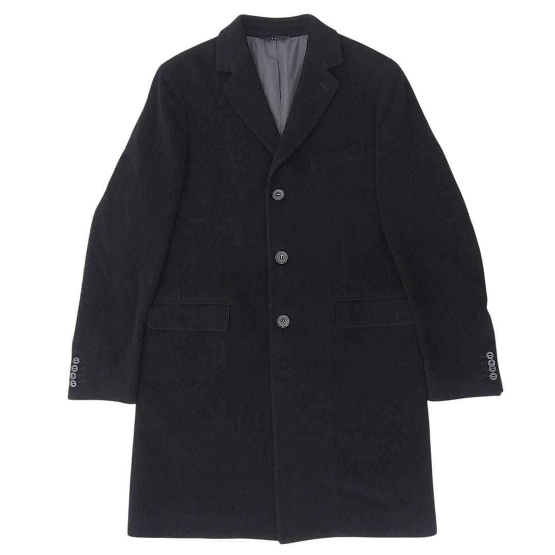 Excellent Hevo Chester coat Notched lapel single-breasted black wool mens 52