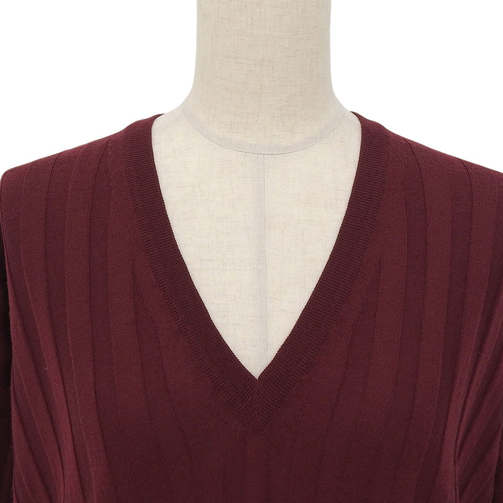 Pristine Plan C knit V neck Bordeaux wool Women 36 MVCMA03K00FW003