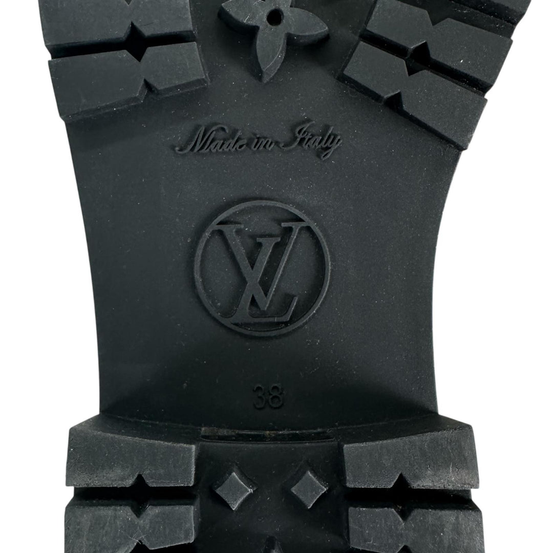 Excellent LOUIS VUITTON boots Monogram Rain black rubber Women 38