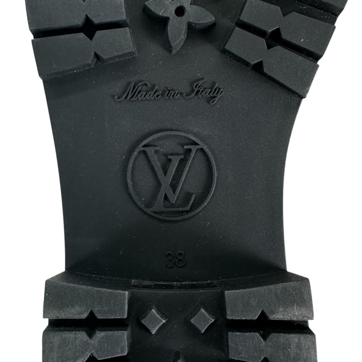 Excellent LOUIS VUITTON boots Monogram Rain black rubber Women 38