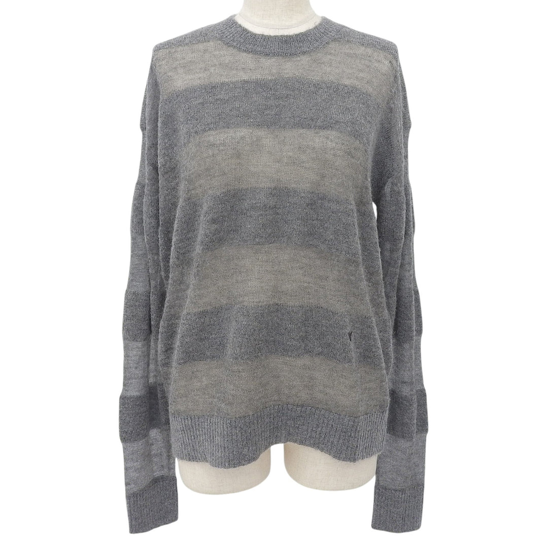 Excellent MADISONBLUE knit Striped crew neck long sleeves gray mohair MB231-8005