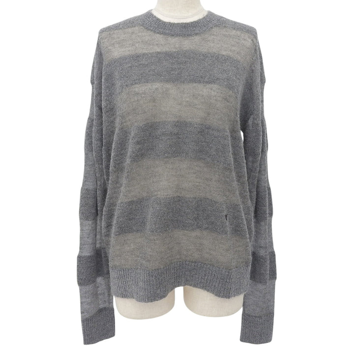 Excellent MADISONBLUE knit Striped crew neck long sleeves gray mohair MB231-8005