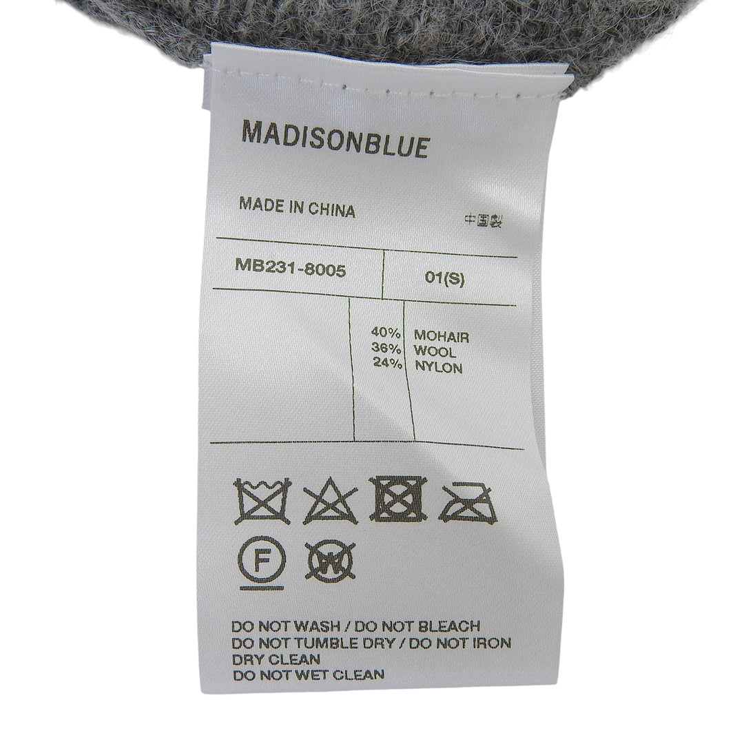 Excellent MADISONBLUE knit Striped crew neck long sleeves gray mohair MB231-8005