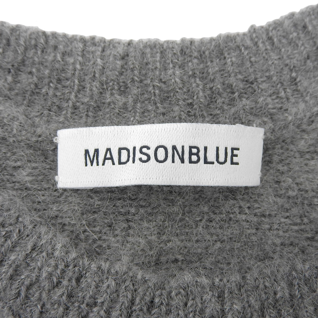 Excellent MADISONBLUE knit Striped crew neck long sleeves gray mohair MB231-8005