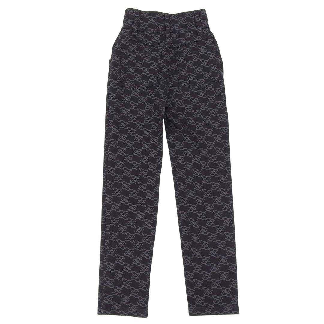 Excellent FENDI Denim pants FF Calligraphy black cotton Women 36 FLP631