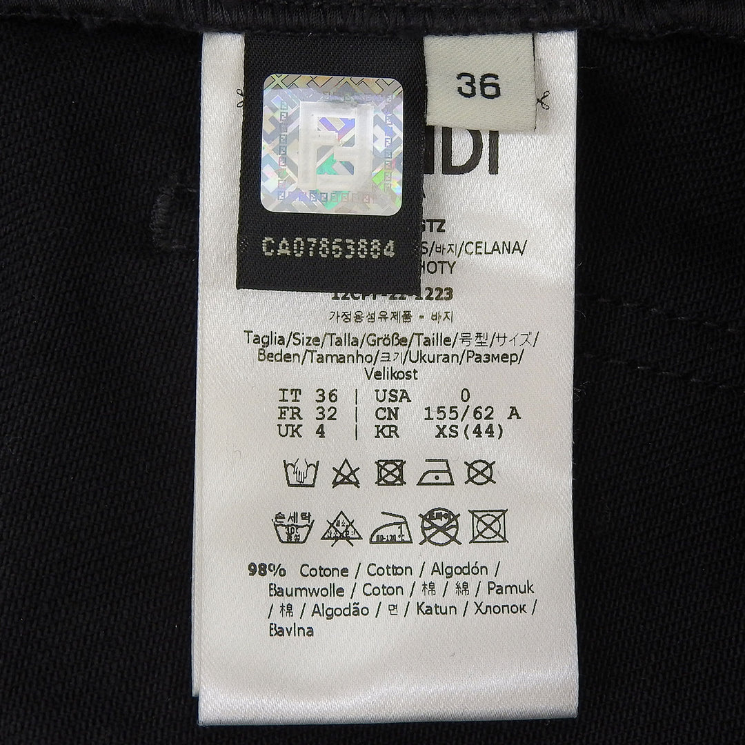 Excellent FENDI Denim pants FF Calligraphy black cotton Women 36 FLP631