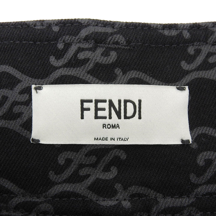 Excellent FENDI Denim pants FF Calligraphy black cotton Women 36 FLP631