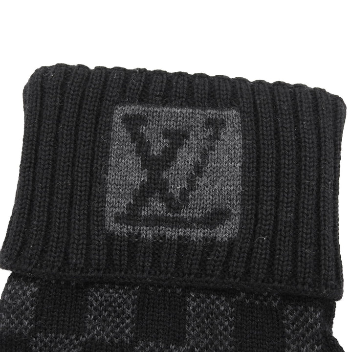 Excellent LOUIS VUITTON gloves Gompty Damier LV logo knit gloves wool mens