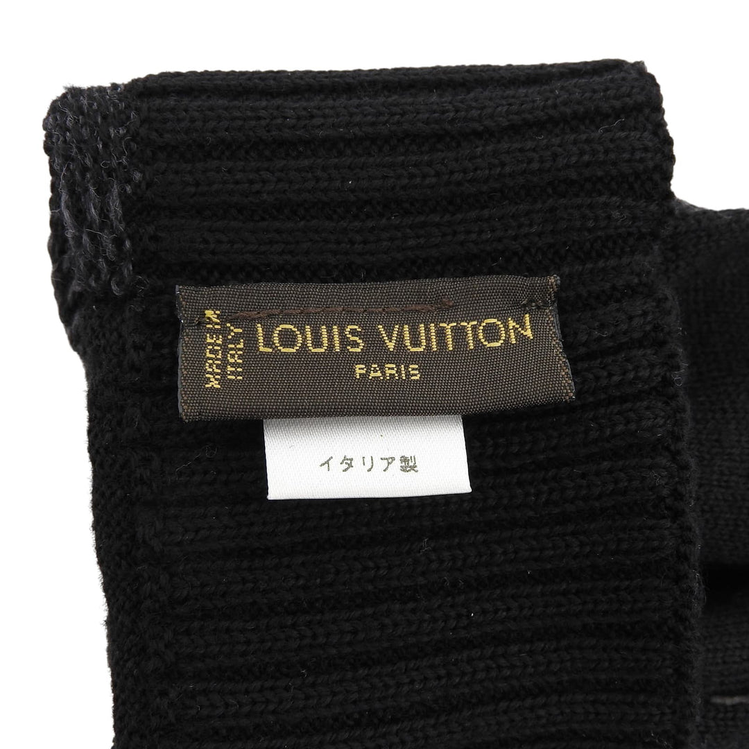 Excellent LOUIS VUITTON gloves Gompty Damier LV logo knit gloves wool mens