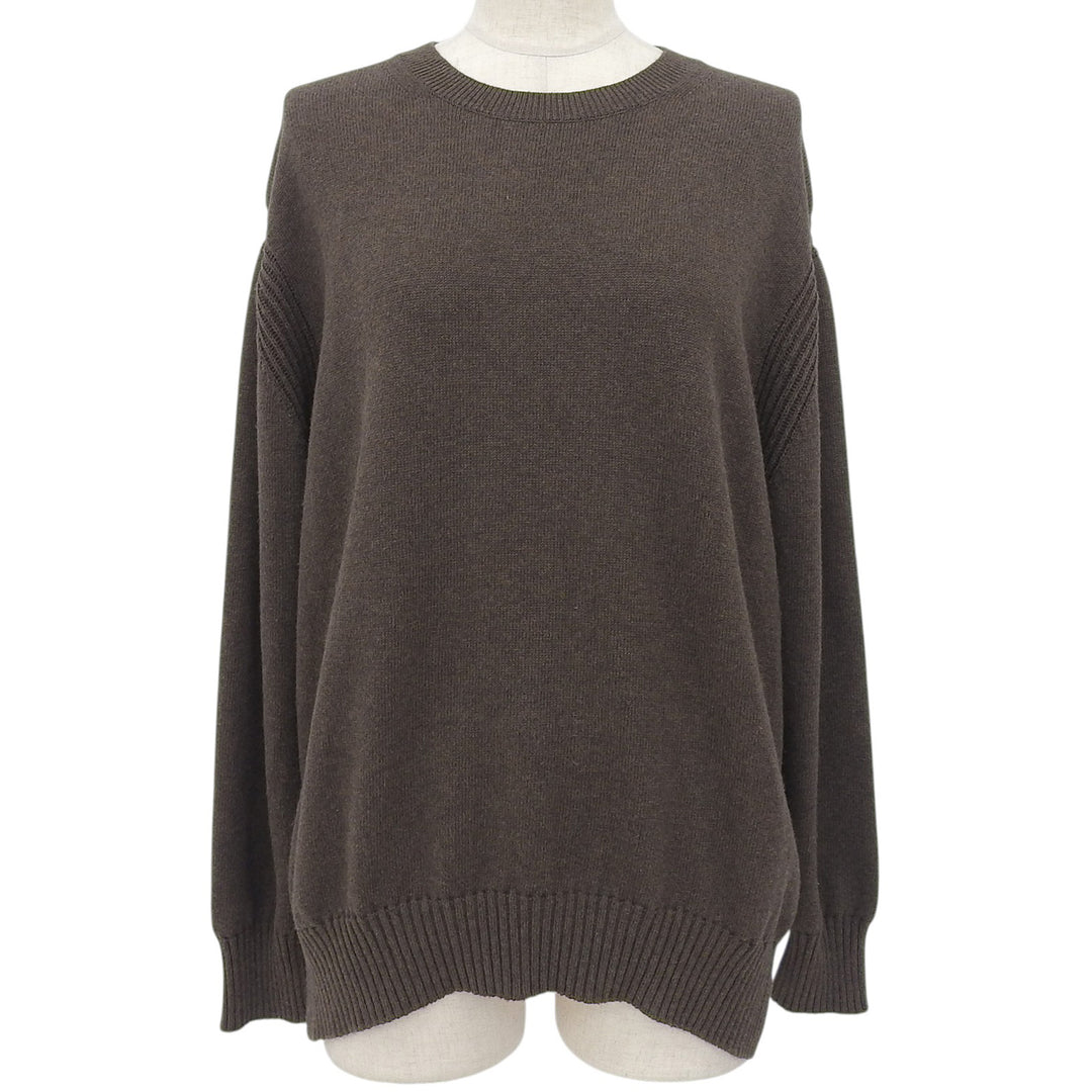 Excellent DRAWER knit crew neck low gauge Brown cotton Women 1 6513－000001