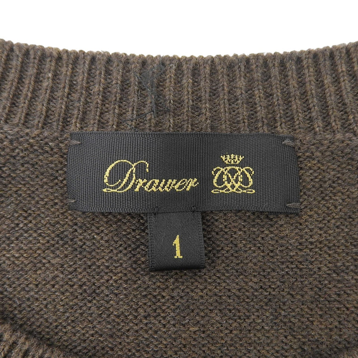 Excellent DRAWER knit crew neck low gauge Brown cotton Women 1 6513－000001