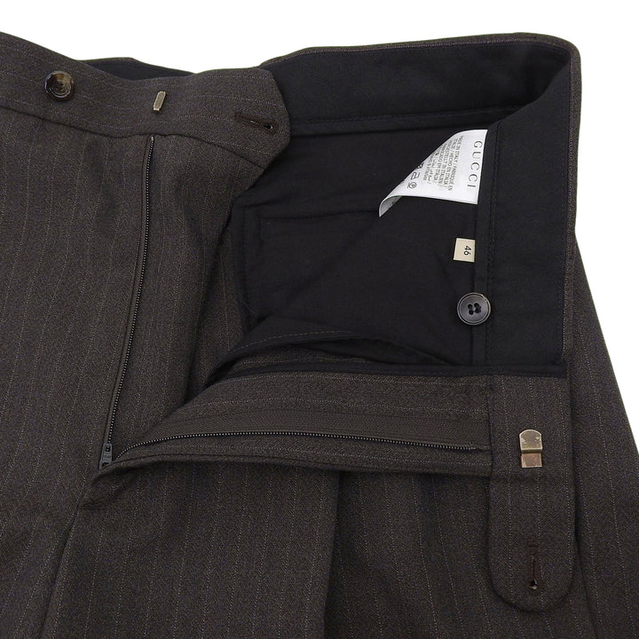 Pristine GUCCI slacks stripe Charcoal gray wool mens 46 675273