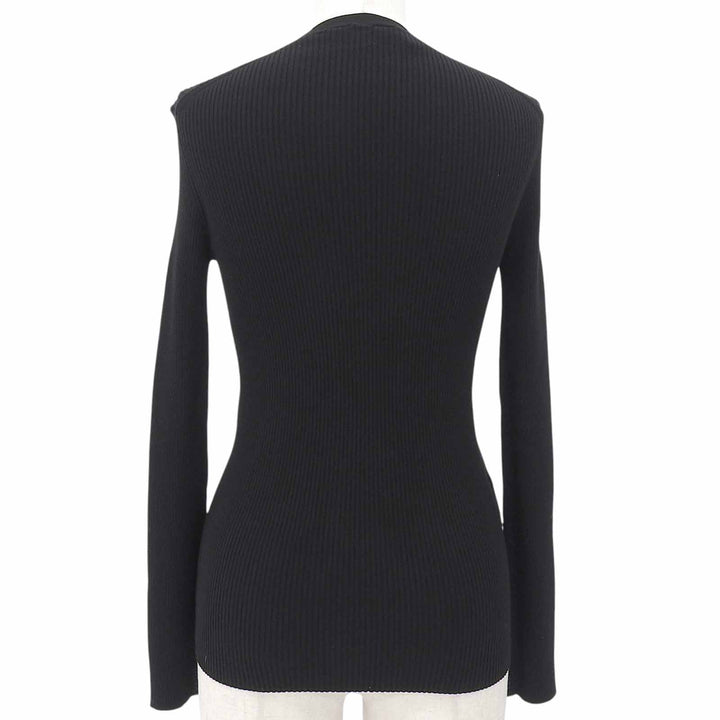 Excellent PRADA knit Rib-knit crew neck long sleeve black Women DNA964