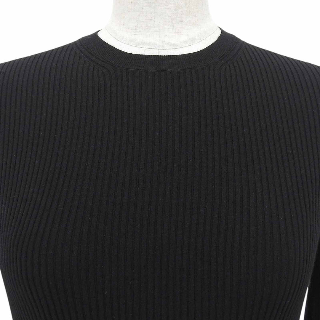 Excellent PRADA knit Rib-knit crew neck long sleeve black Women DNA964