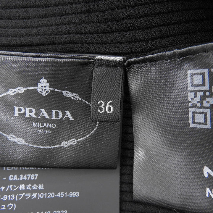 Excellent PRADA knit Rib-knit crew neck long sleeve black Women DNA964