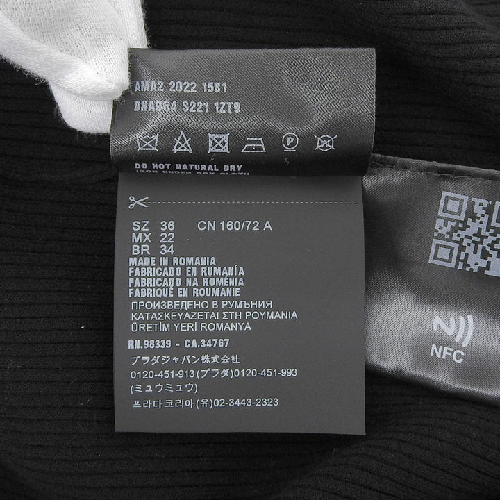 Excellent PRADA knit Rib-knit crew neck long sleeve black Women DNA964