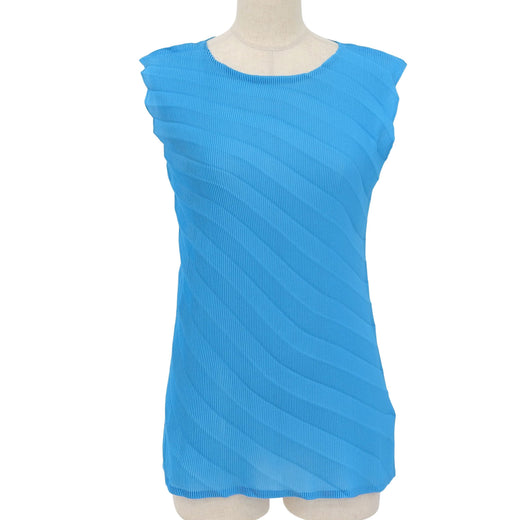 Excellent me ISSEY MIYAKE T-shirt Sleeveless Pleated blue Women MI51FR382