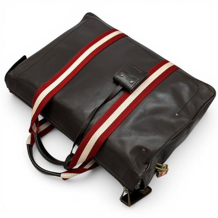 Great BALLY Tote Bag TAPRUS Logo-engraved Trainspotting stripe briefcase mens