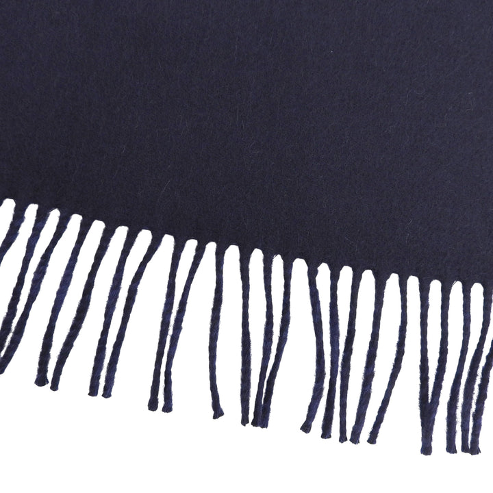 Excellent HERMES Scarf Recto Verso Embroidered logo with fringe cashmere mens