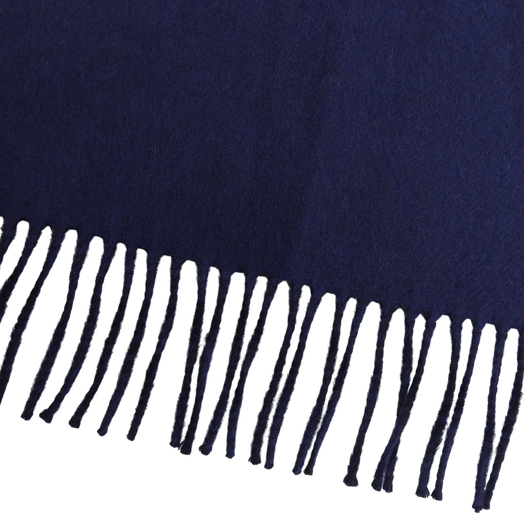 Excellent HERMES Scarf Recto Verso Embroidered logo with fringe cashmere mens