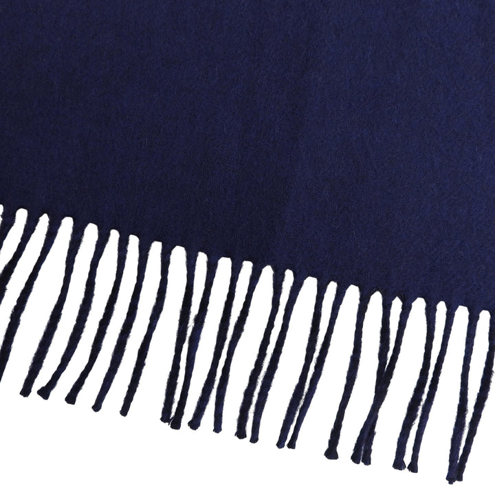 Excellent HERMES Scarf Recto Verso Embroidered logo with fringe cashmere mens