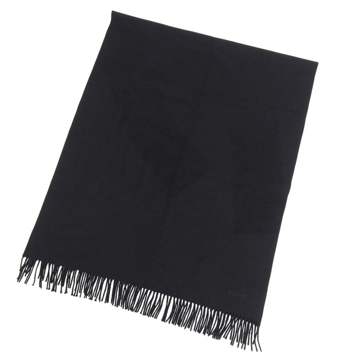 Great HERMES Stall Embroidered logo with fringe black cashmere Women