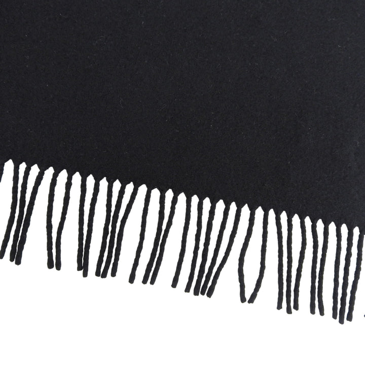 Great HERMES Stall Embroidered logo with fringe black cashmere Women