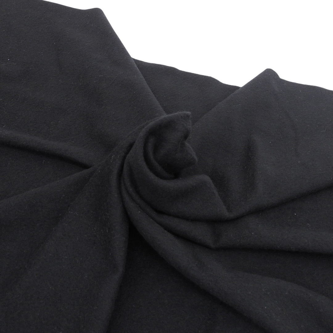 Great HERMES Stall Embroidered logo with fringe black cashmere Women