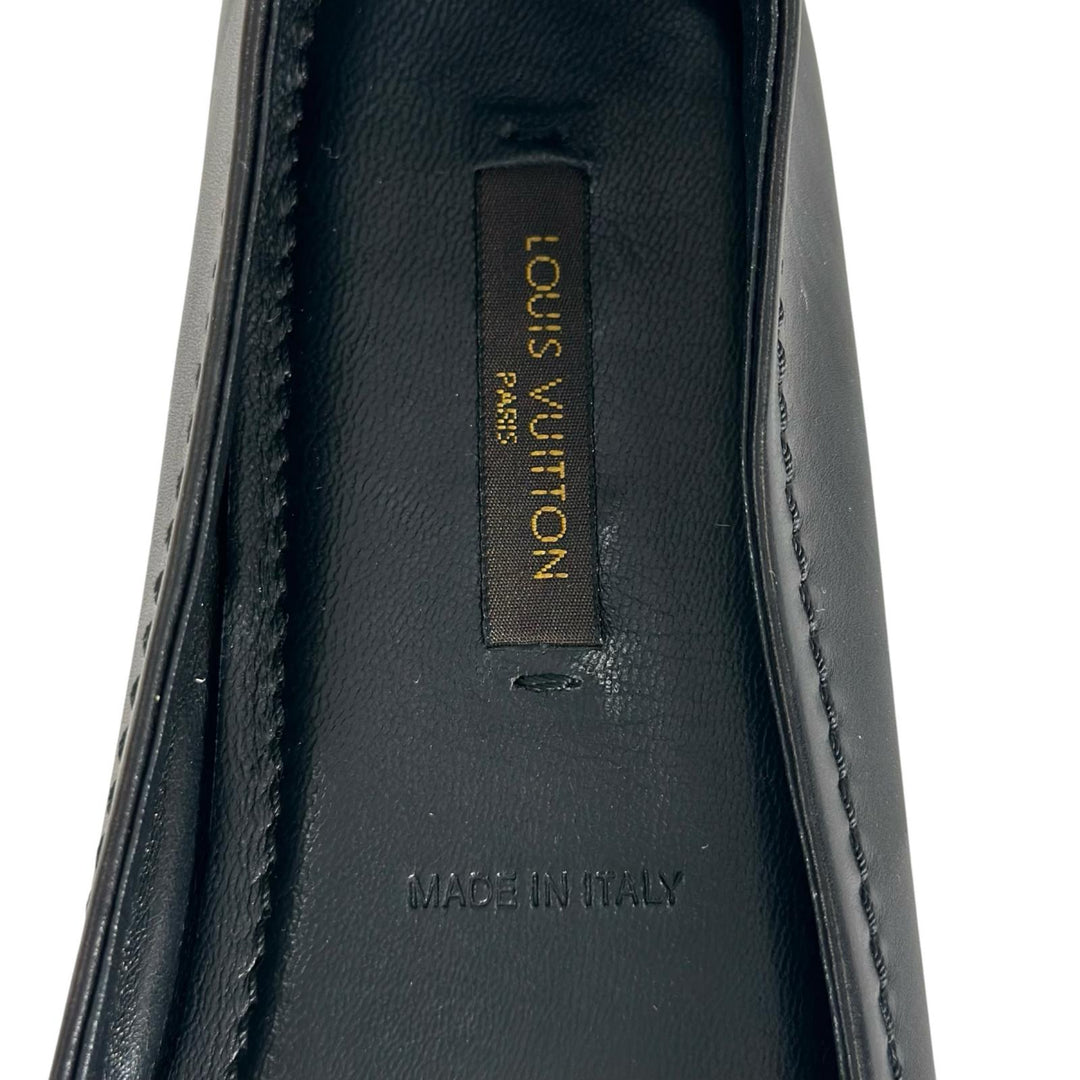 Great LOUIS VUITTON Ballet shoes LV logo flat shoes black leather Women 36