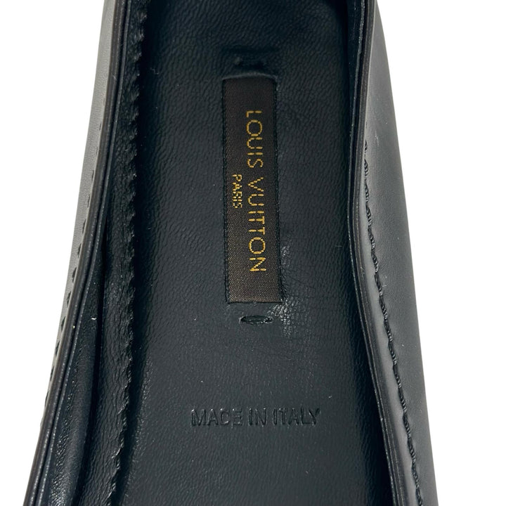 Great LOUIS VUITTON Ballet shoes LV logo flat shoes black leather Women 36