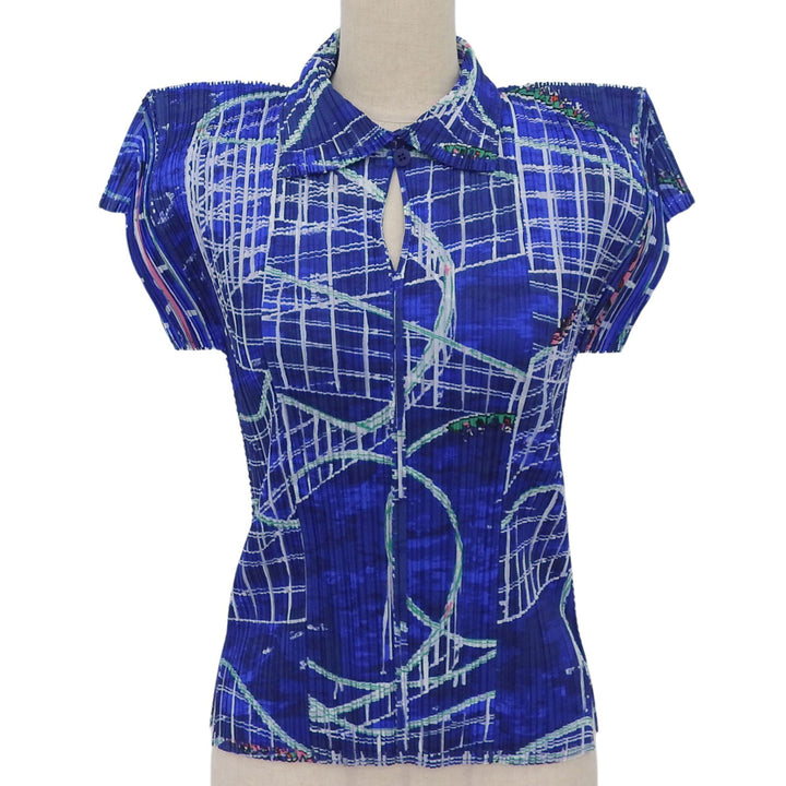Excellent PLEATS PLEASE T-shirt Roller Coaster Pattern Short Sleeve 3 PP43-JK582