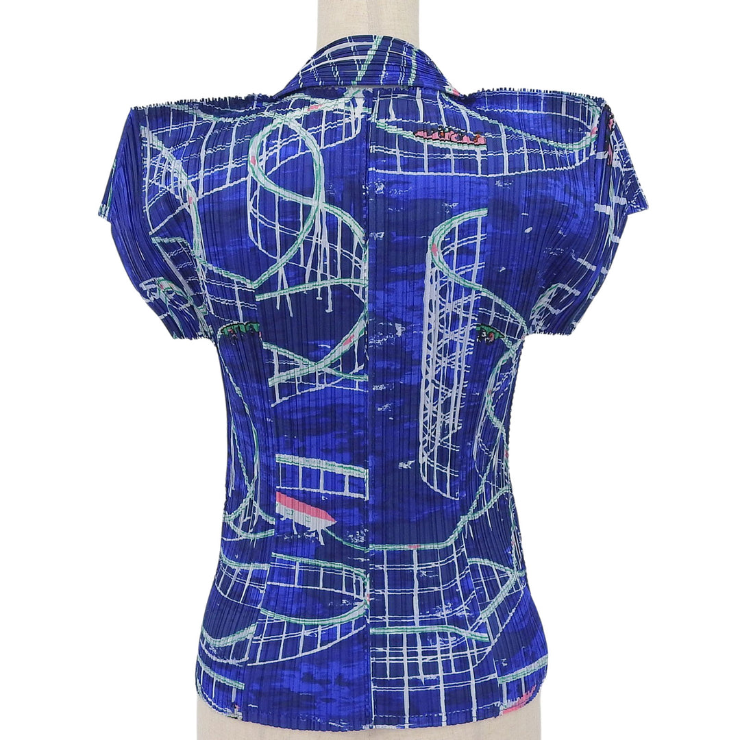 Excellent PLEATS PLEASE T-shirt Roller Coaster Pattern Short Sleeve 3 PP43-JK582
