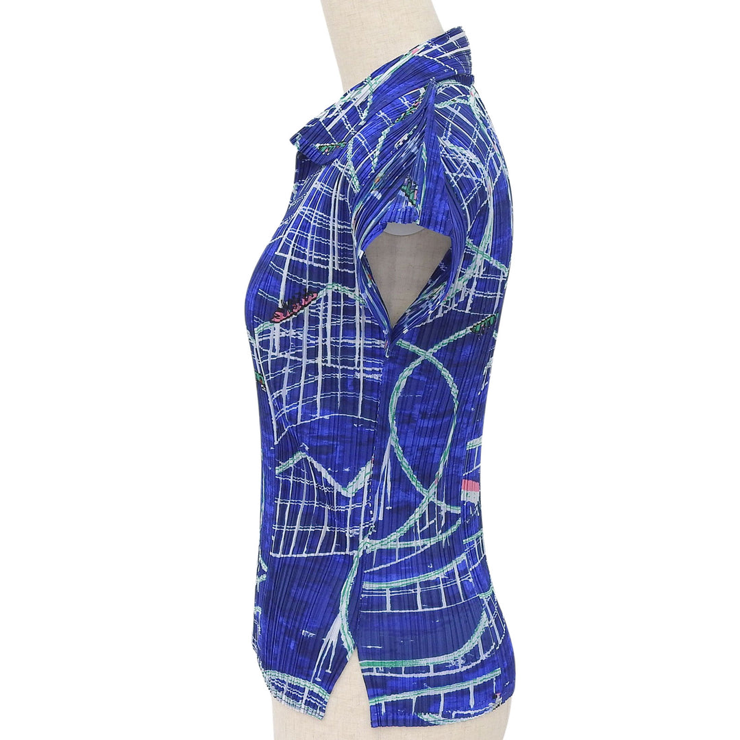 Excellent PLEATS PLEASE T-shirt Roller Coaster Pattern Short Sleeve 3 PP43-JK582