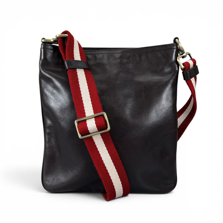 Great BALLY Shoulder Bag TAISTINO Trainspotting Dark brown Calf leather mens