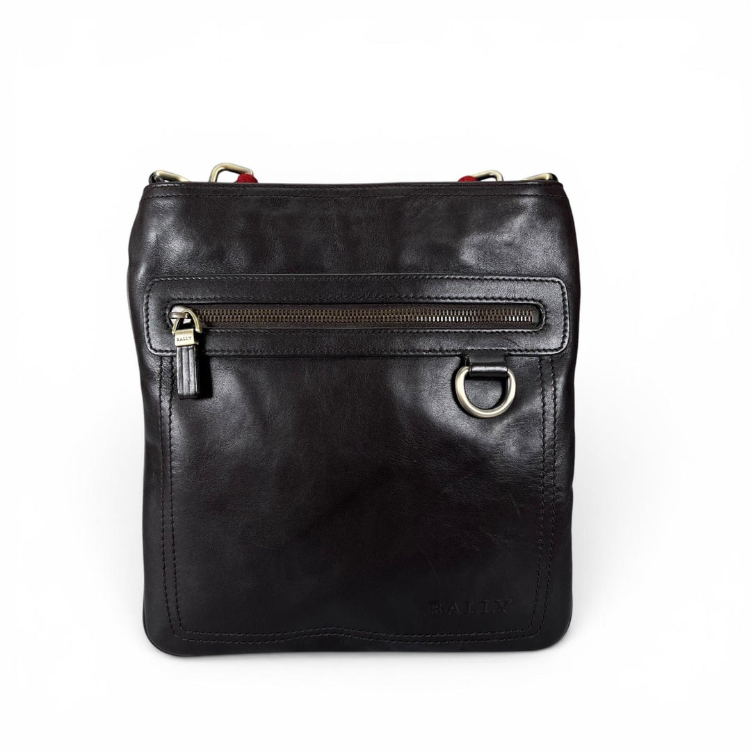 Great BALLY Shoulder Bag TAISTINO Trainspotting Dark brown Calf leather mens