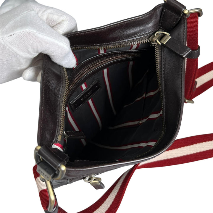 Great BALLY Shoulder Bag TAISTINO Trainspotting Dark brown Calf leather mens