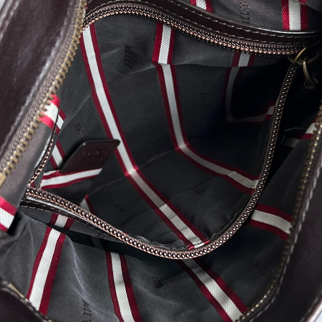 Great BALLY Shoulder Bag TAISTINO Trainspotting Dark brown Calf leather mens