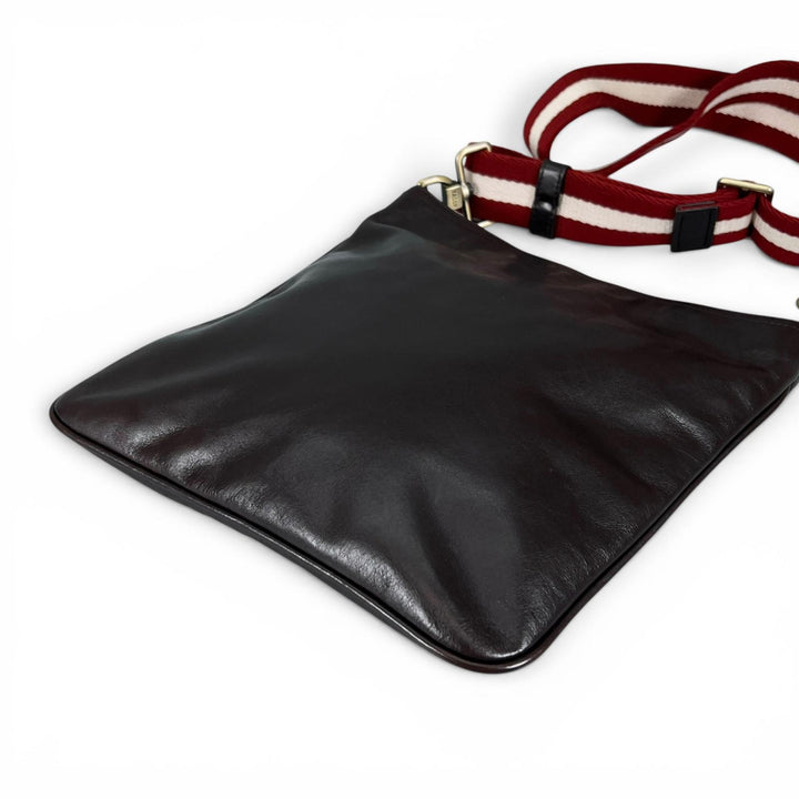 Great BALLY Shoulder Bag TAISTINO Trainspotting Dark brown Calf leather mens