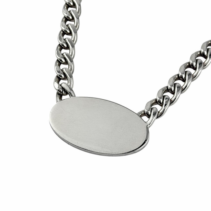Very Good GUCCI Necklace Trademark Oval Plate Chain Silver AG925 mens 797142