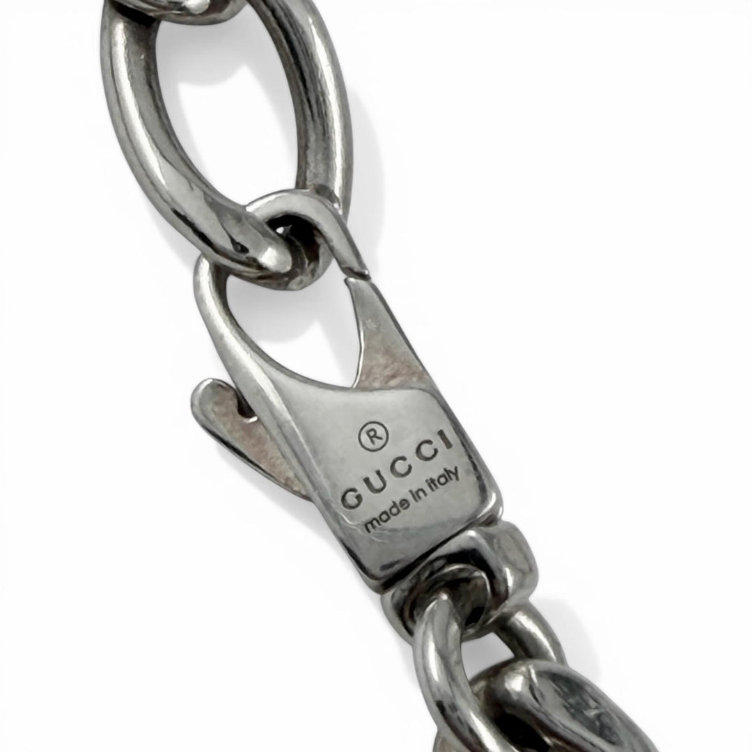 Very Good GUCCI Necklace Trademark Oval Plate Chain Silver AG925 mens 797142
