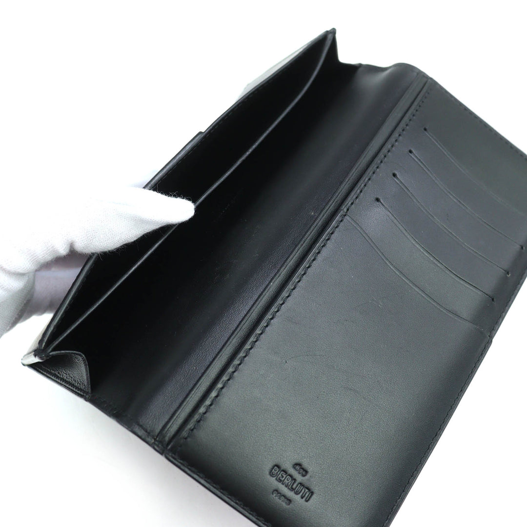 Very Good Berluti Scritto Calligraphy Bifold Wallet Purse Brown leather mens