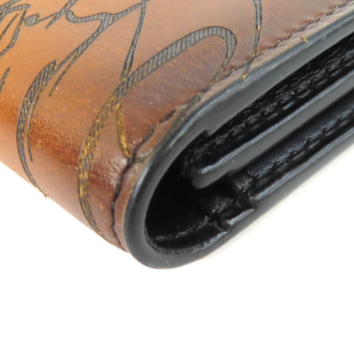 Very Good Berluti Scritto Calligraphy Bifold Wallet Purse Brown leather mens