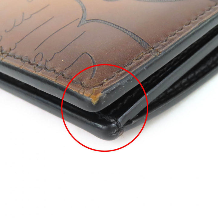 Very Good Berluti Scritto Calligraphy Bifold Wallet Purse Brown leather mens