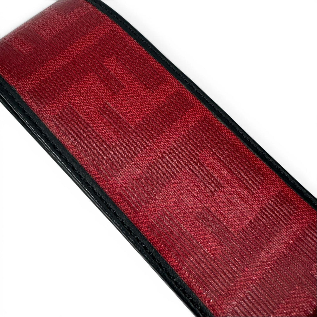 Excellent FENDI strap Bicolor Zucca Pattern Charm Red leather Women