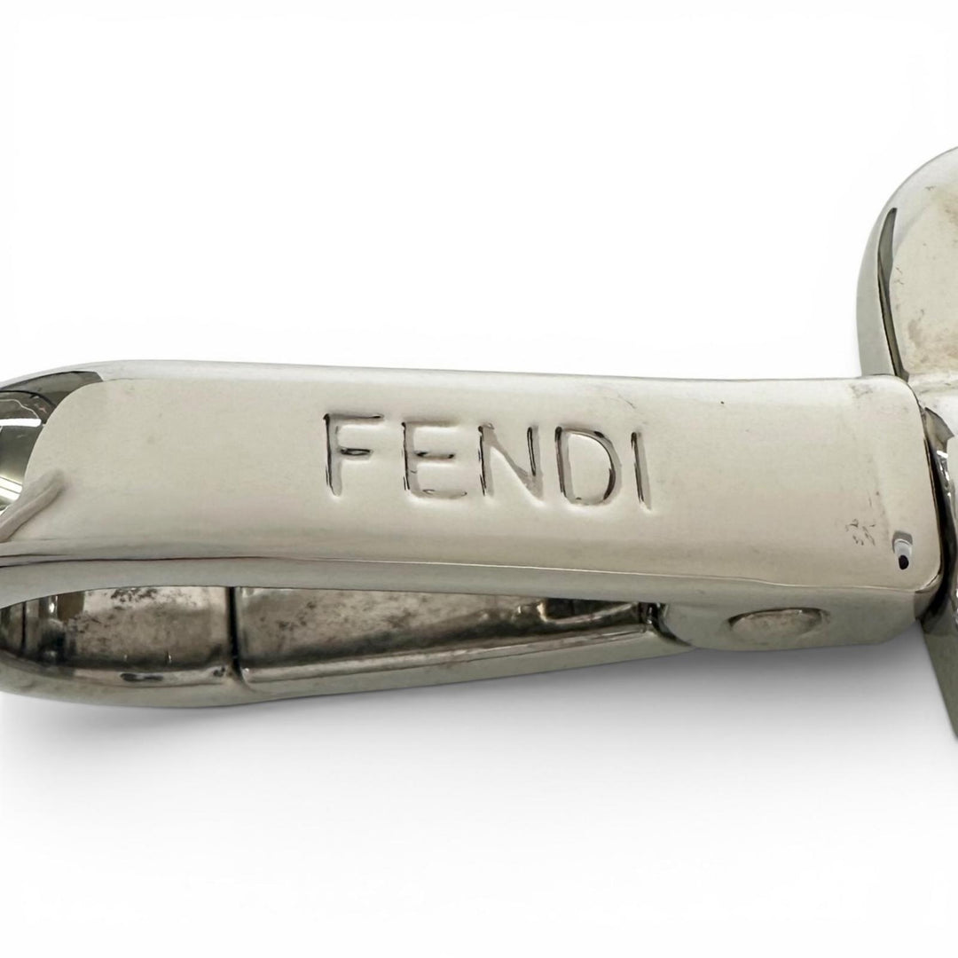 Excellent FENDI strap Bicolor Zucca Pattern Charm Red leather Women
