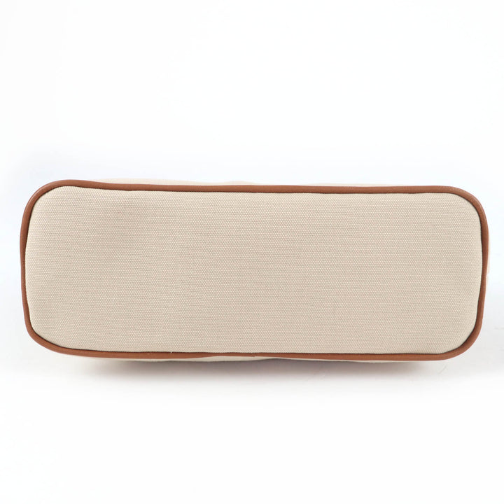Very Good HERMES Pouch Bored pouch H logo embroidered ZIP natural cotton Women